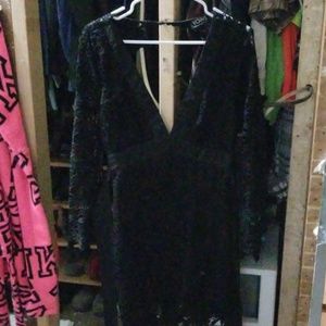 Black lace midi dress